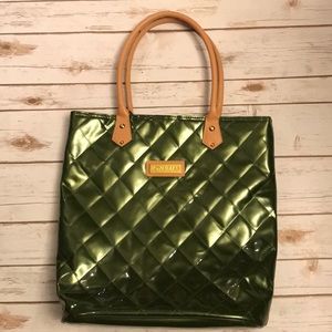🍁 Joy & Iman green plastic quilt tall tote bag 🍁